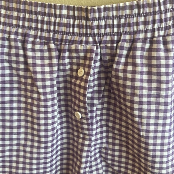 ANNIEWEAR Checkered Shorts Purple White Side Pockets Oversized Womens Size Large - Picture 3 of 8